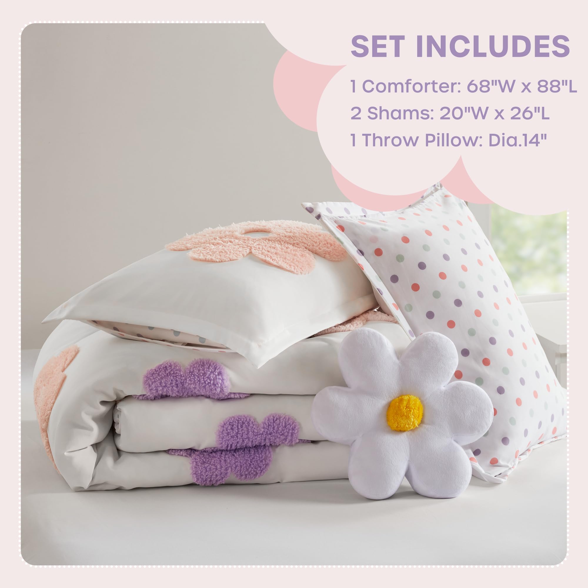 Intelligent Design Gracie throw pillow 14 inch adds whimsical texture.