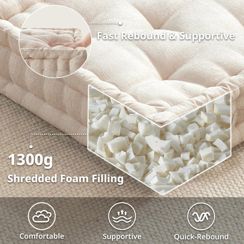 Intelligent Design Azza tufted chenille fabric adds luxe texture for comfy floor seating.