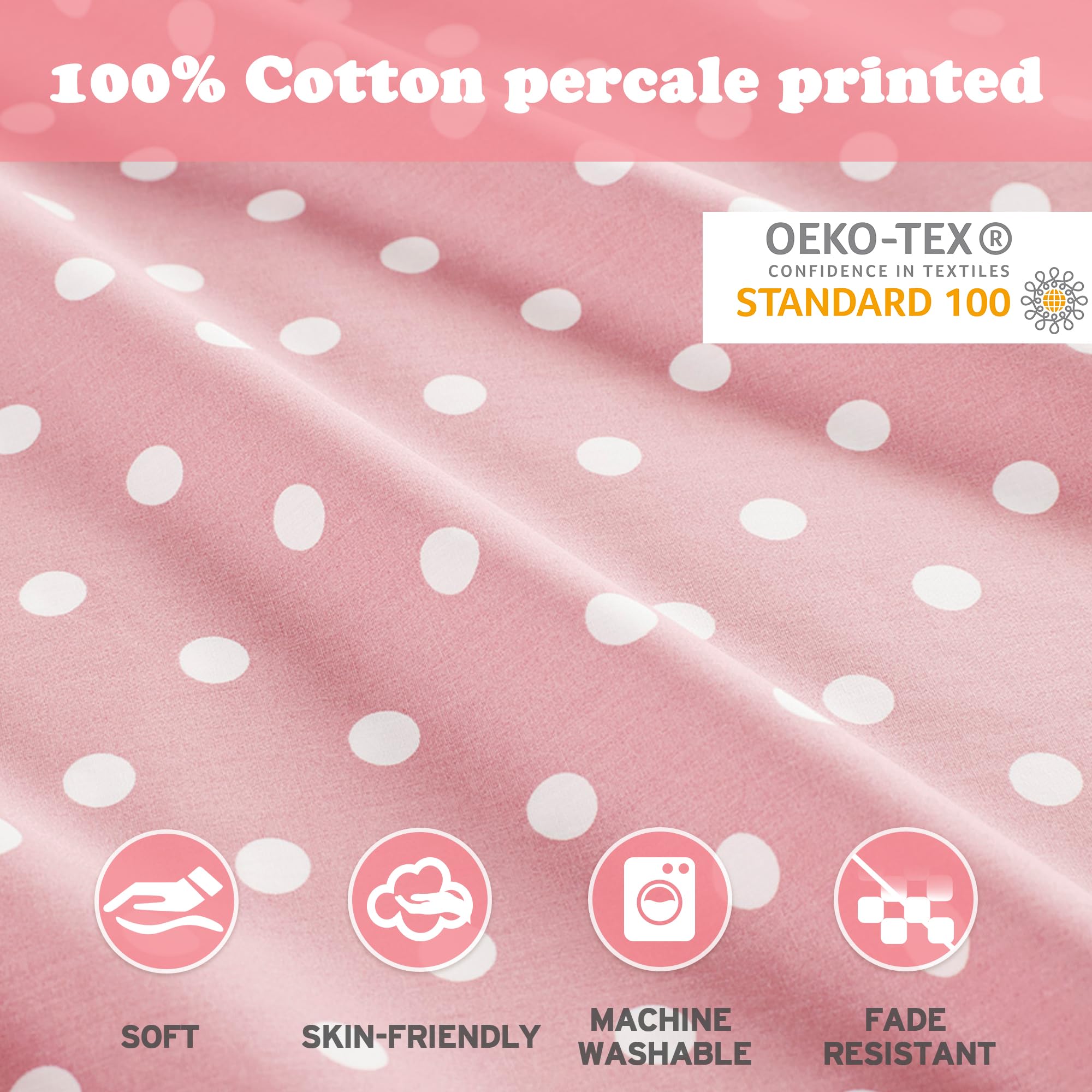 Intelligent Design polka-dot pillowcase pair pink, breathable cotton for gentle nights.
