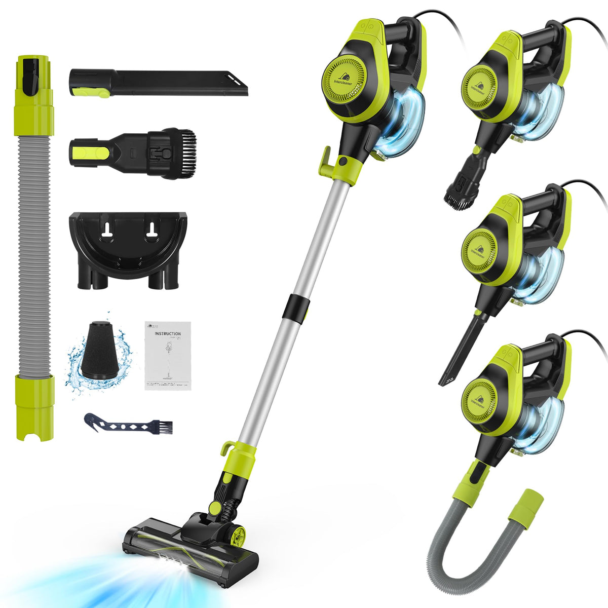 Intercleaner 23ft corded vacuum with powerful suction for quick debris pickup