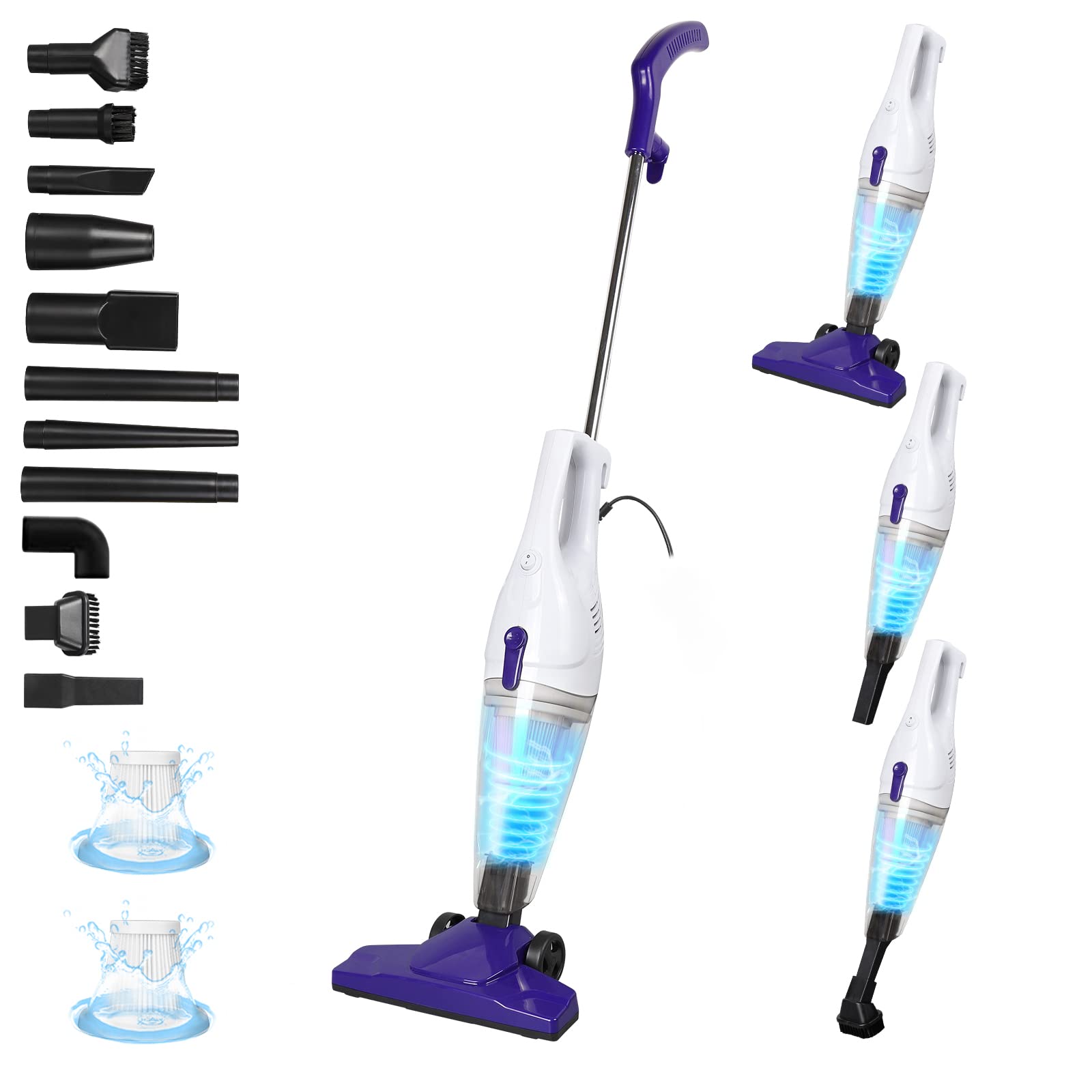 Intercleaner corded vacuum front view showing compact design and strong suction.