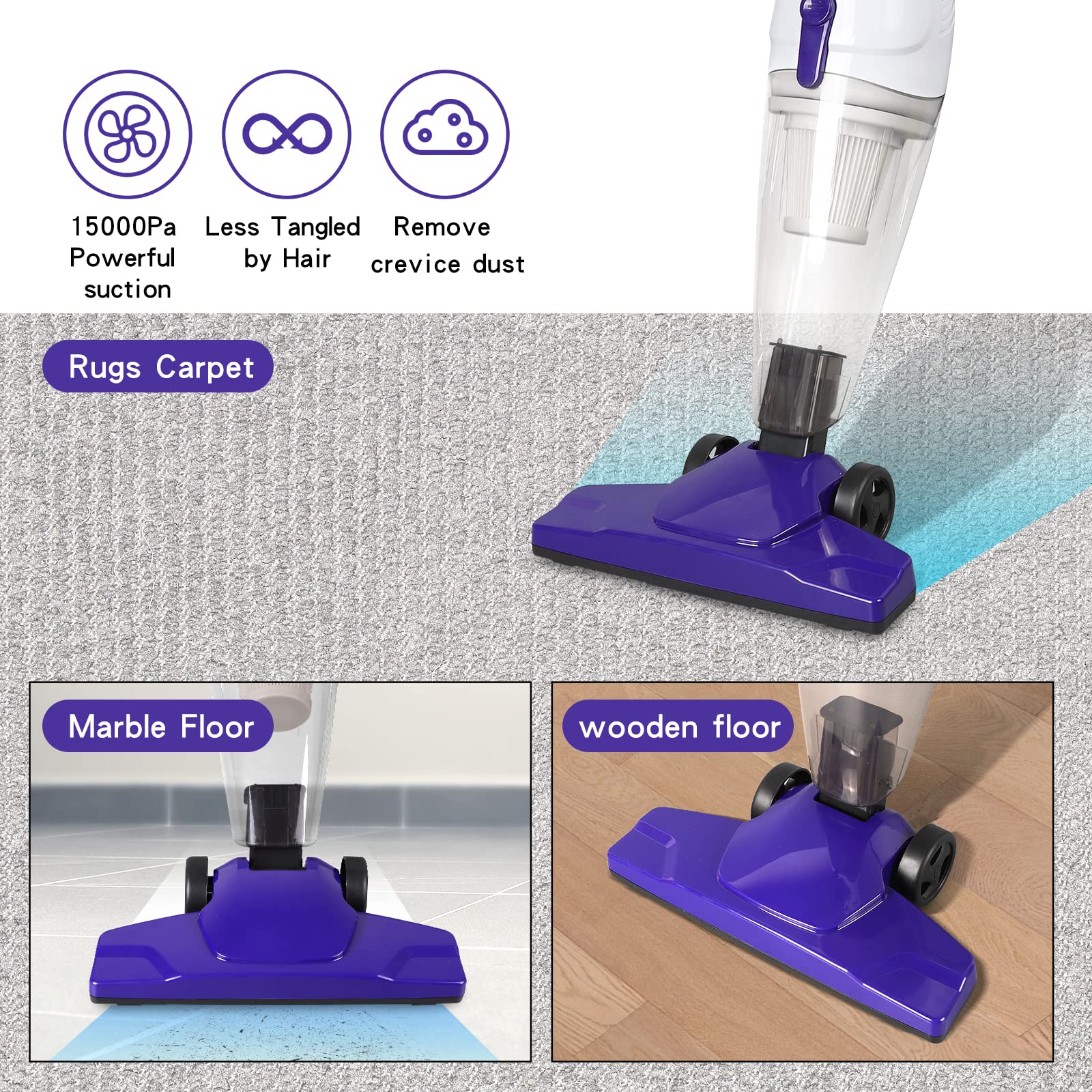 Intercleaner corded vacuum side view highlighting slim profile for stairs and corners.