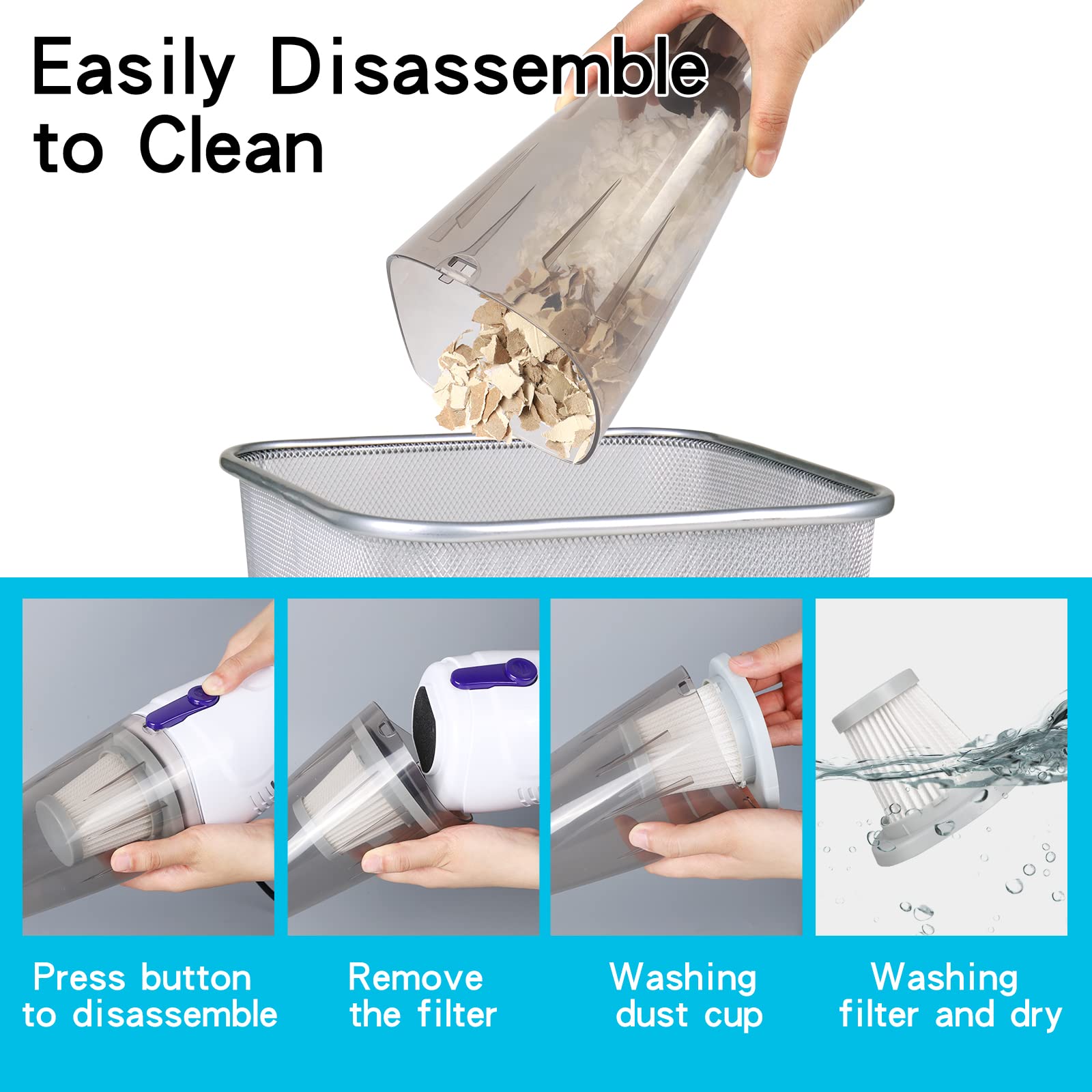 Intercleaner on hardwood floor clean showing powerful suction with quiet operation.