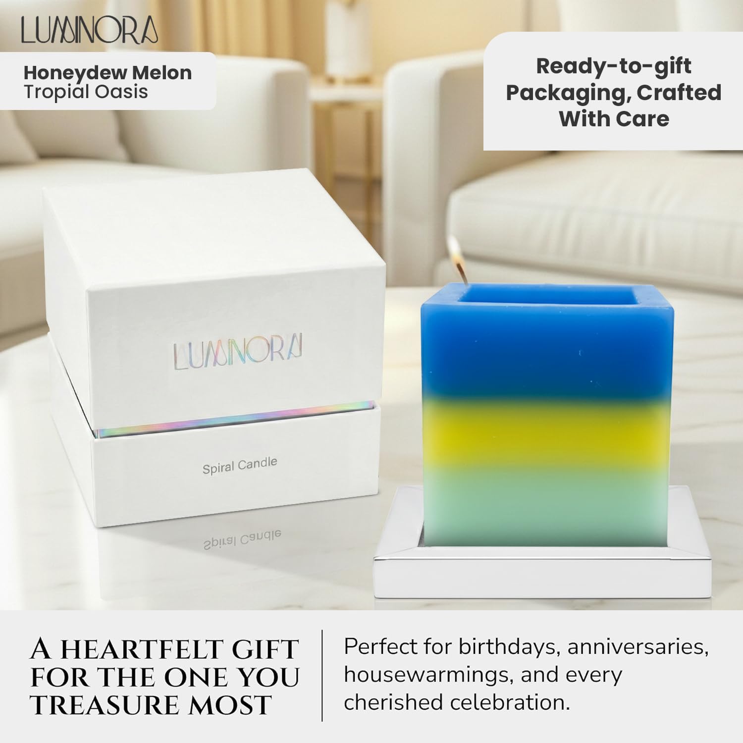 INTERGAZE LUMINORA honeydew melon scent fills a room with tropical freshness.