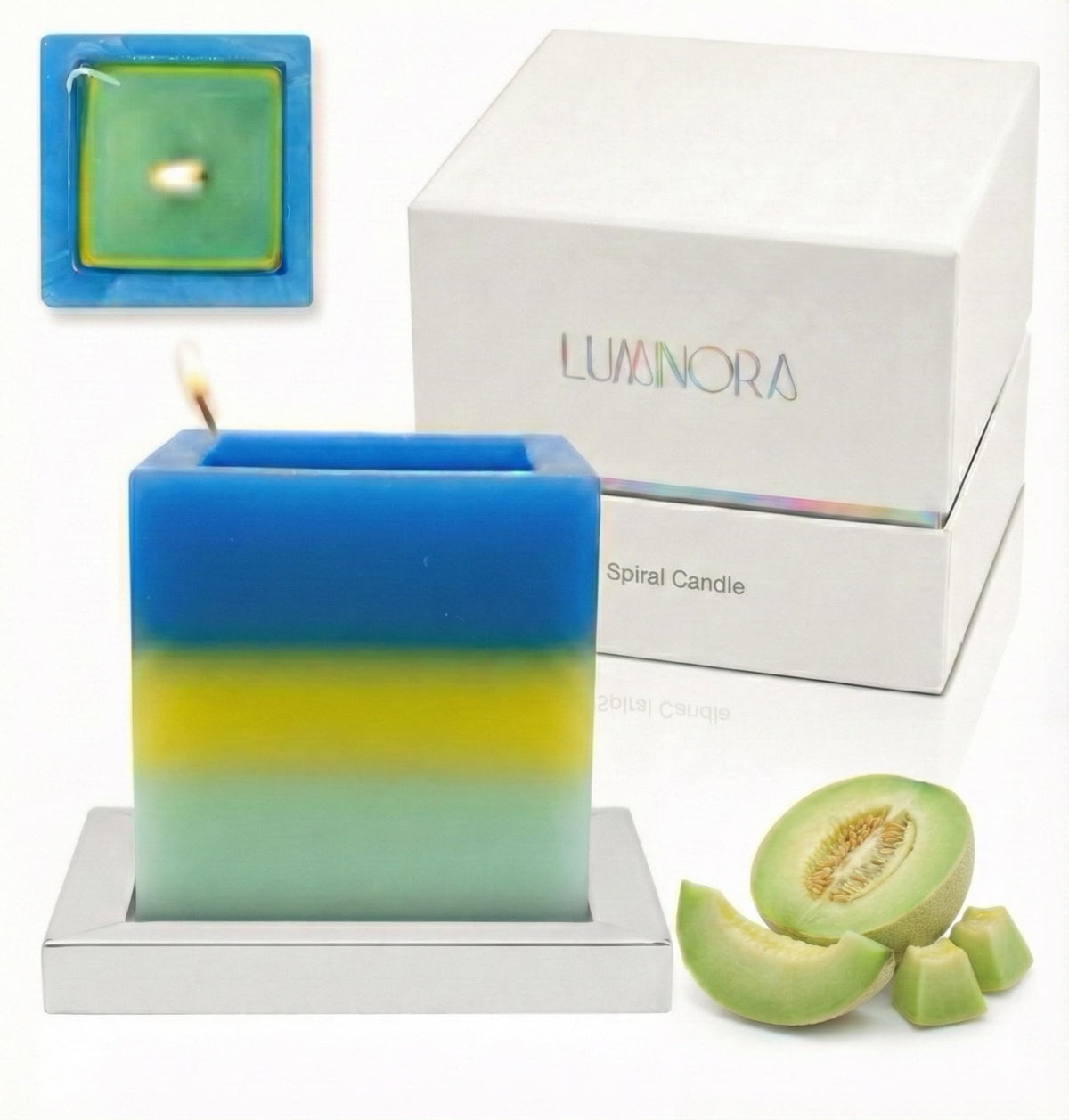 INTERGAZE LUMINORA spiral candle front view adds sculptural style to modern spaces.