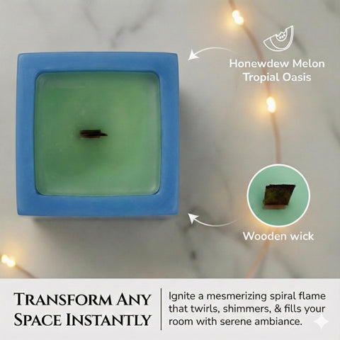 INTERGAZE LUMINORA wooden wick close-up showcases a clean, steady flame.