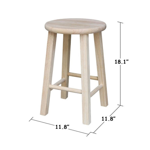 IC International Concepts Round Top Stool with 12-inch square seat fits small spaces.