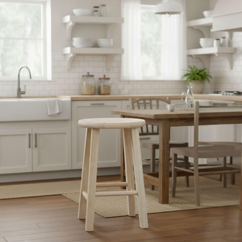 IC International Concepts Round Top Stool unfinished surface invites customization.
