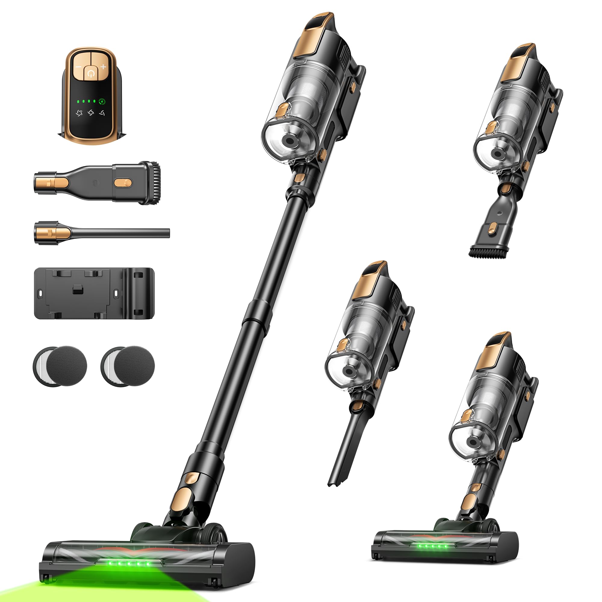 INTETURE cordless vacuum cleaner with strong 550W suction for quick floor cleanup