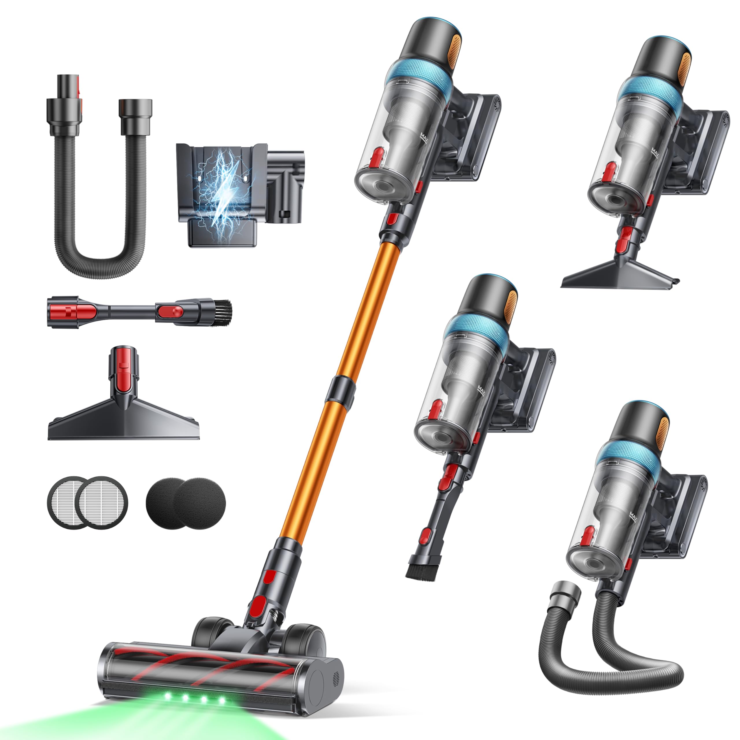 INTETURE cordless vacuum suction shows powerful dirt pickup on carpets and hardwood
