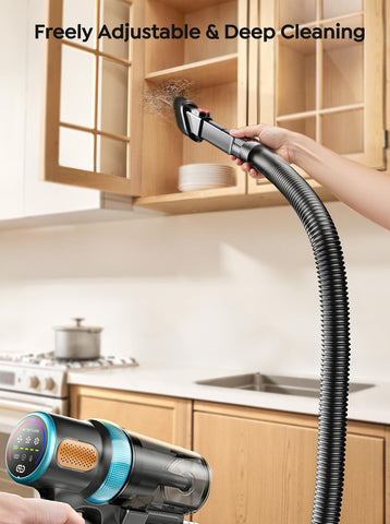 INTETURE extendable hose reaches ceilings and stairs for thorough whole-home cleaning