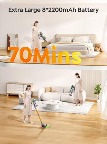 INTETURE smart touch screen auto modes aid effortless cleaning on mixed floors