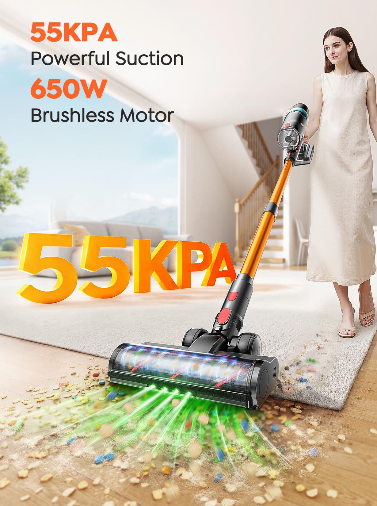 INTETURE vacuum 70-minute runtime for extended cleaning sessions around the home