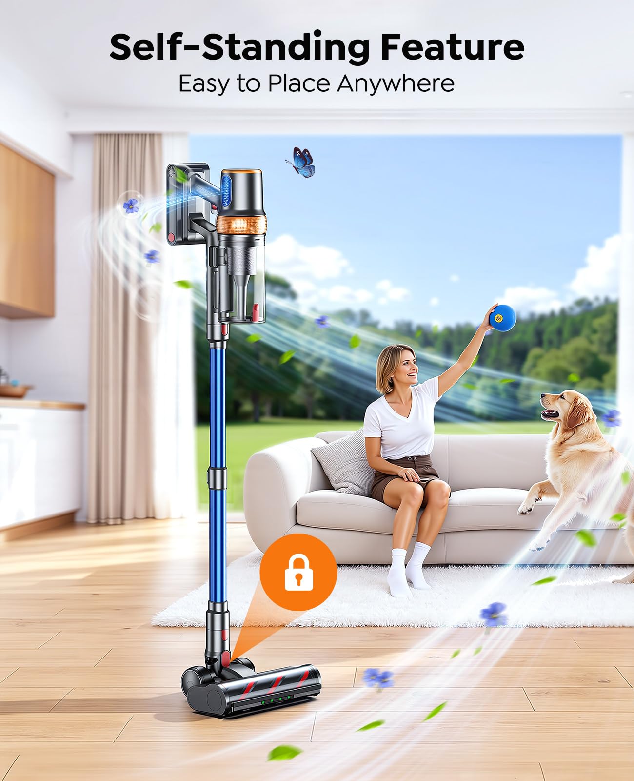INTETURE self-standing design allows pause-and-clean without tipping.