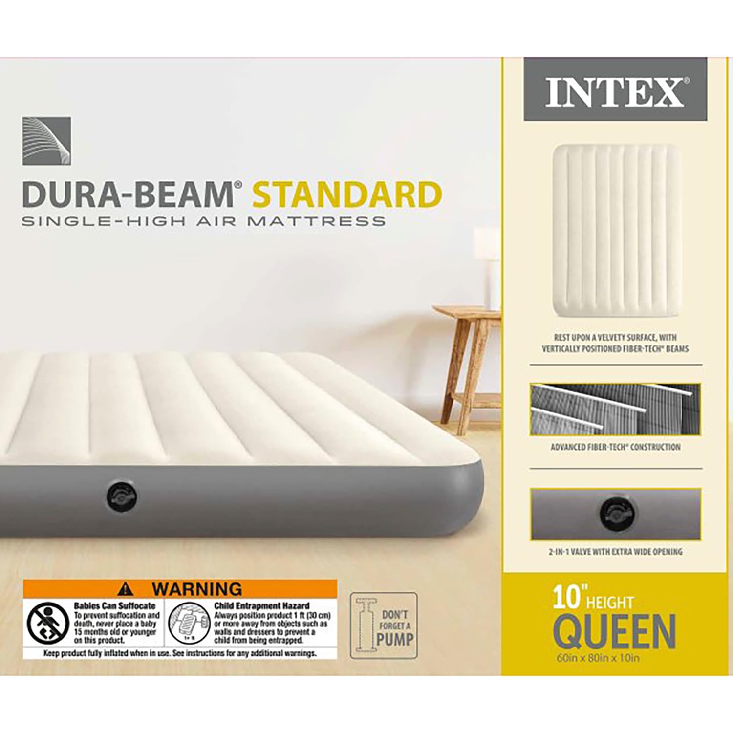 Intex 64103E supports up to 600 lb for versatile sleeping options.
