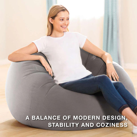 Intex beanless bag chair folded for storage, saving space when not in use
