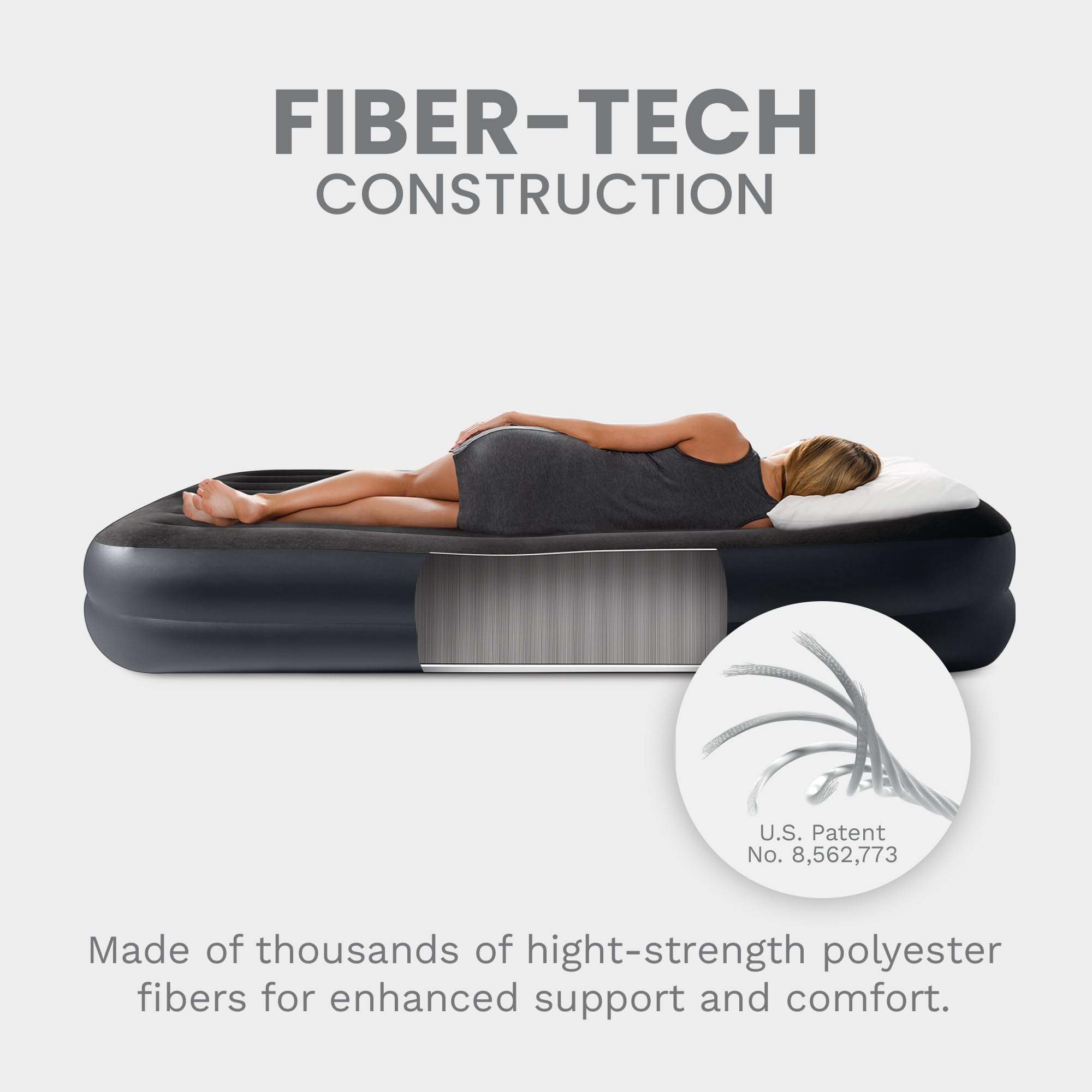 Built-in AC pump inflates the airbed quickly for easy setup.
