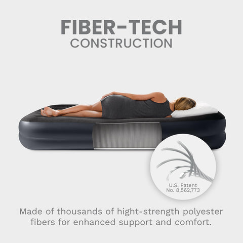 Built-in AC pump inflates the airbed quickly for easy setup.