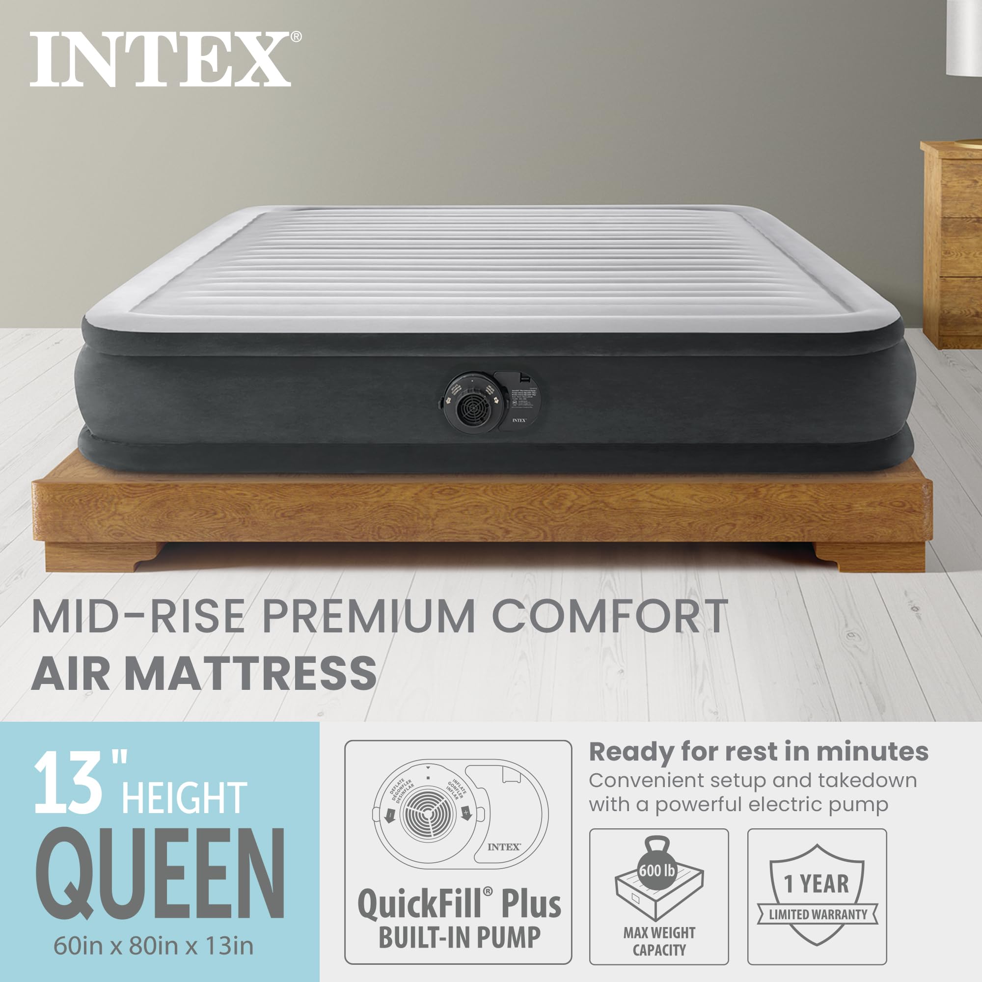 Intex built-in pump inflation action demonstrates quick setup