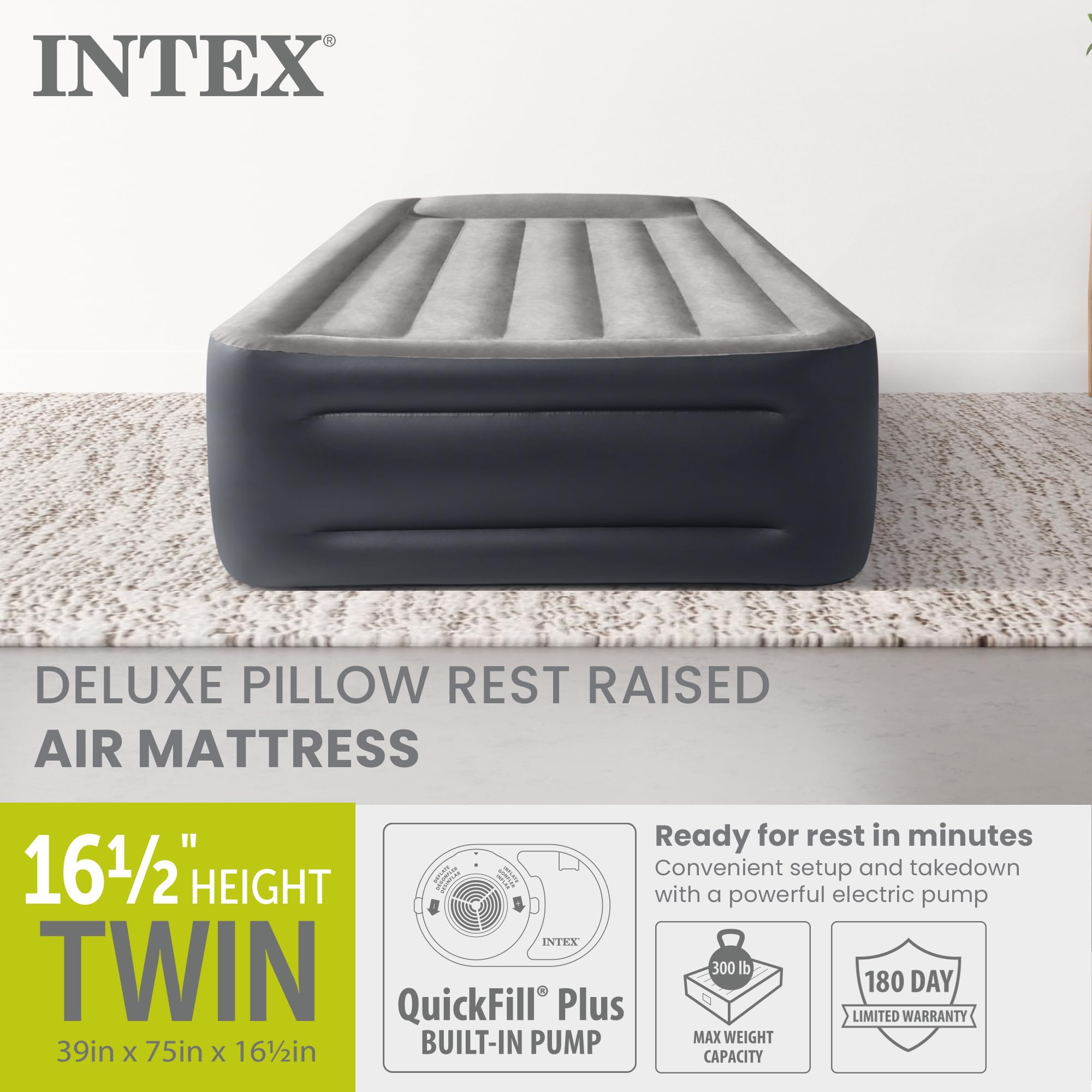 Intex deluxe pillow rest with velvety surface for comfortable sleep