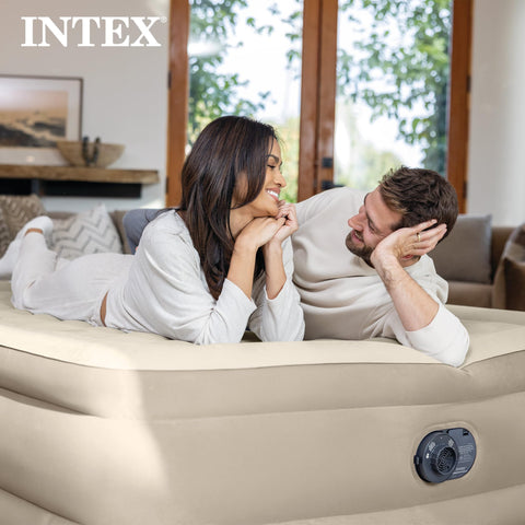 Intex Dura-Beam Deluxe Ultra Plush air mattress stretches during initial inflation for a snug fit