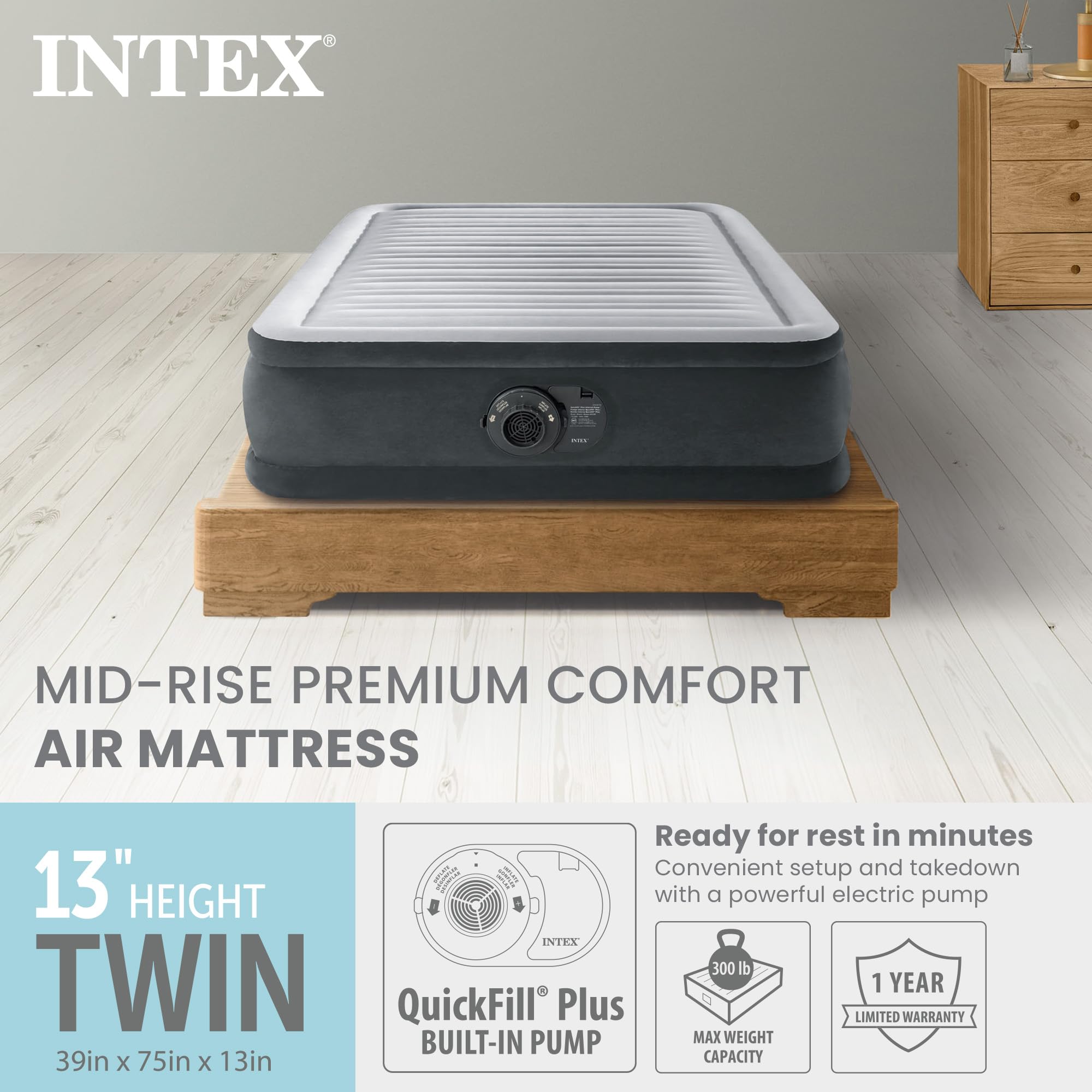 Intex edge construction supports weight evenly to prevent sag