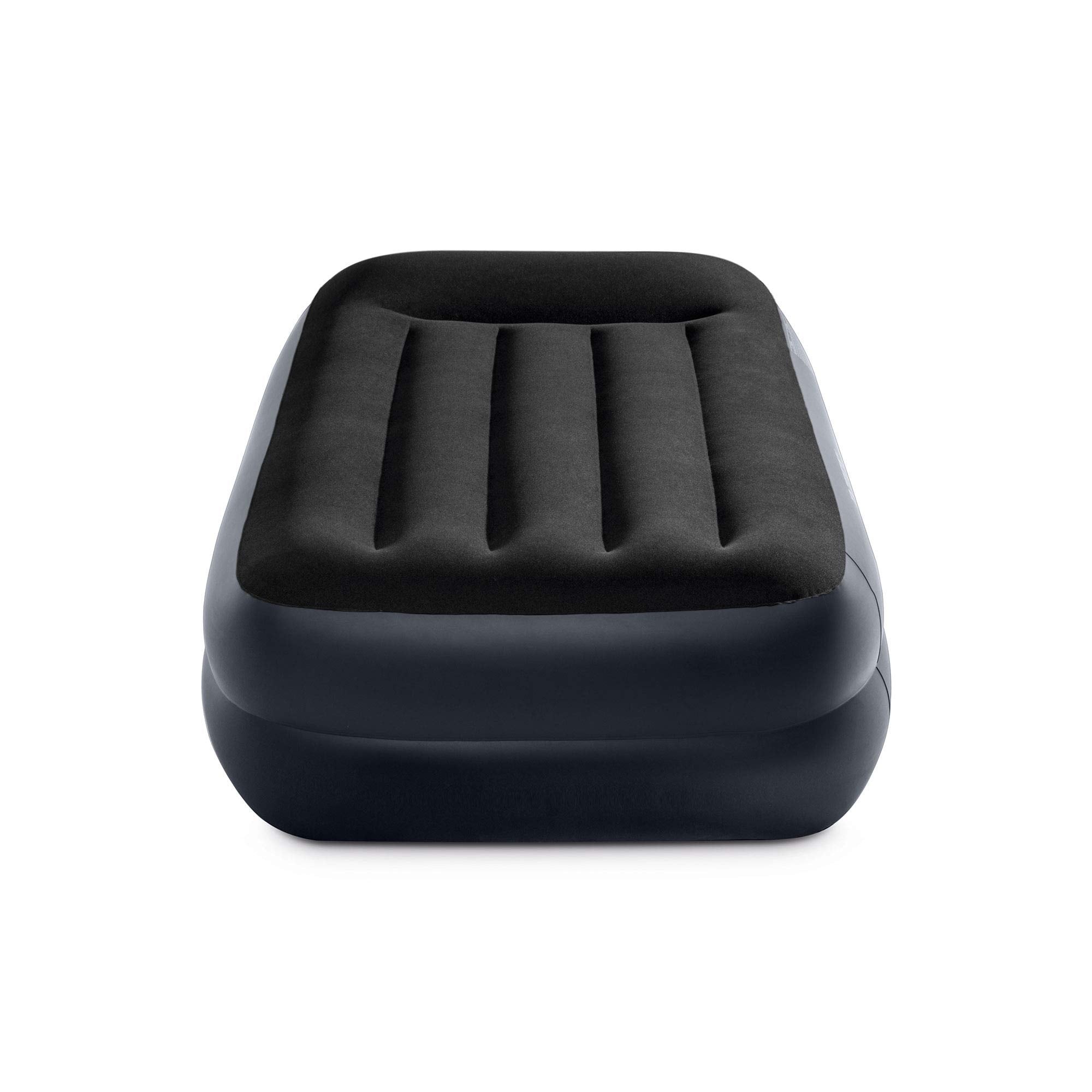 Twin-size Intex airbed offers comfortable space for adults away from home.