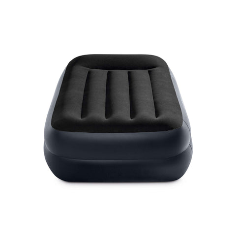Twin-size Intex airbed offers comfortable space for adults away from home.