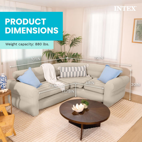Intex inflatable corner sofa 2-in-1 valve enables quick setup