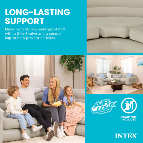 Intex inflatable corner sofa velvety texture adds plush seating feel