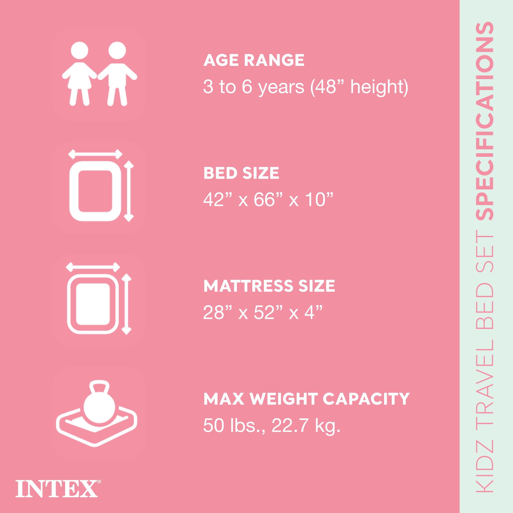 Intex kids travel bed with hand pump for quick setup