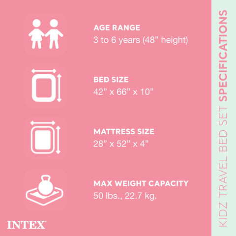 Intex kids travel bed with hand pump for quick setup