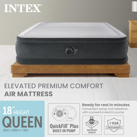 Intex queen airbed with built-in pump inflating quickly