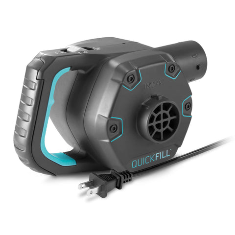 Intex Quick Fill pump front view shows compact 120V design for quick inflating.
