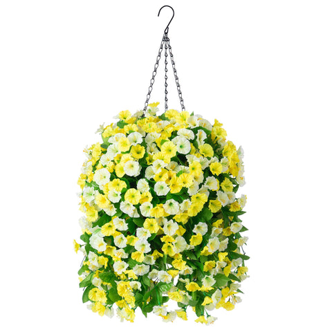 INXUGAO artificial morning glory vines in a hanging basket brighten outdoor spaces year-round