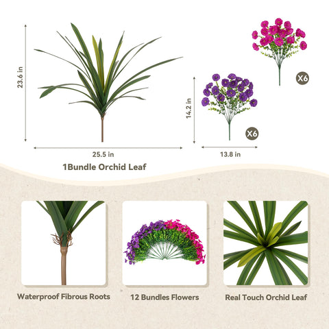INXUGAO artificial morning glory fuchsia bloom for outdoor display