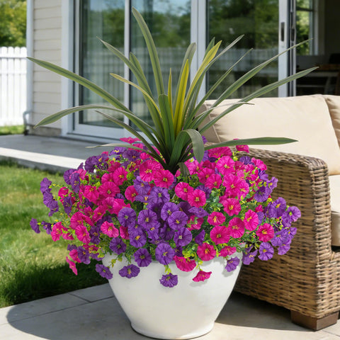 INXUGAO artificial morning glory purple bloom for outdoor decor
