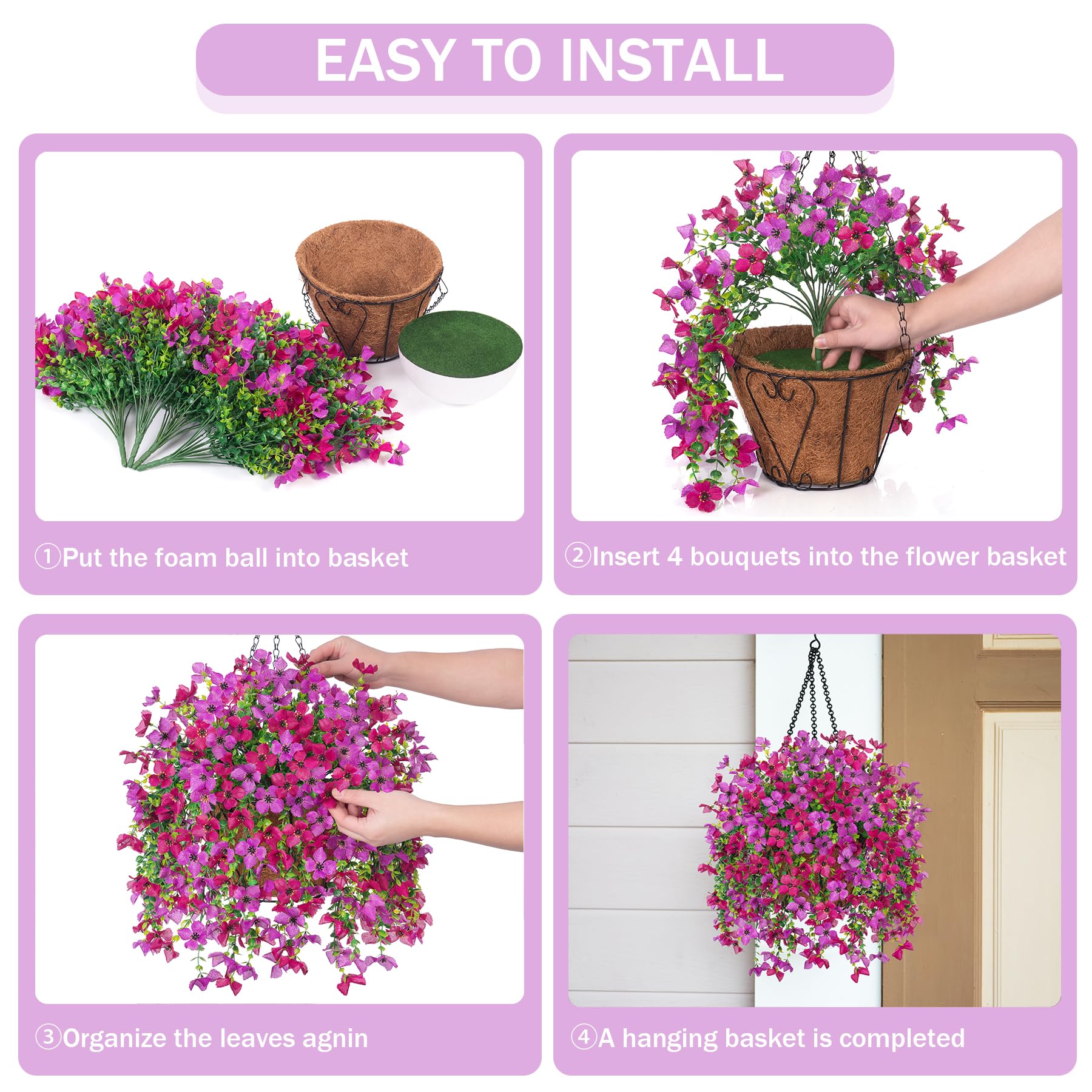 INXUGAO daisy closeup with eucalyptus leaves in purple for realistic look