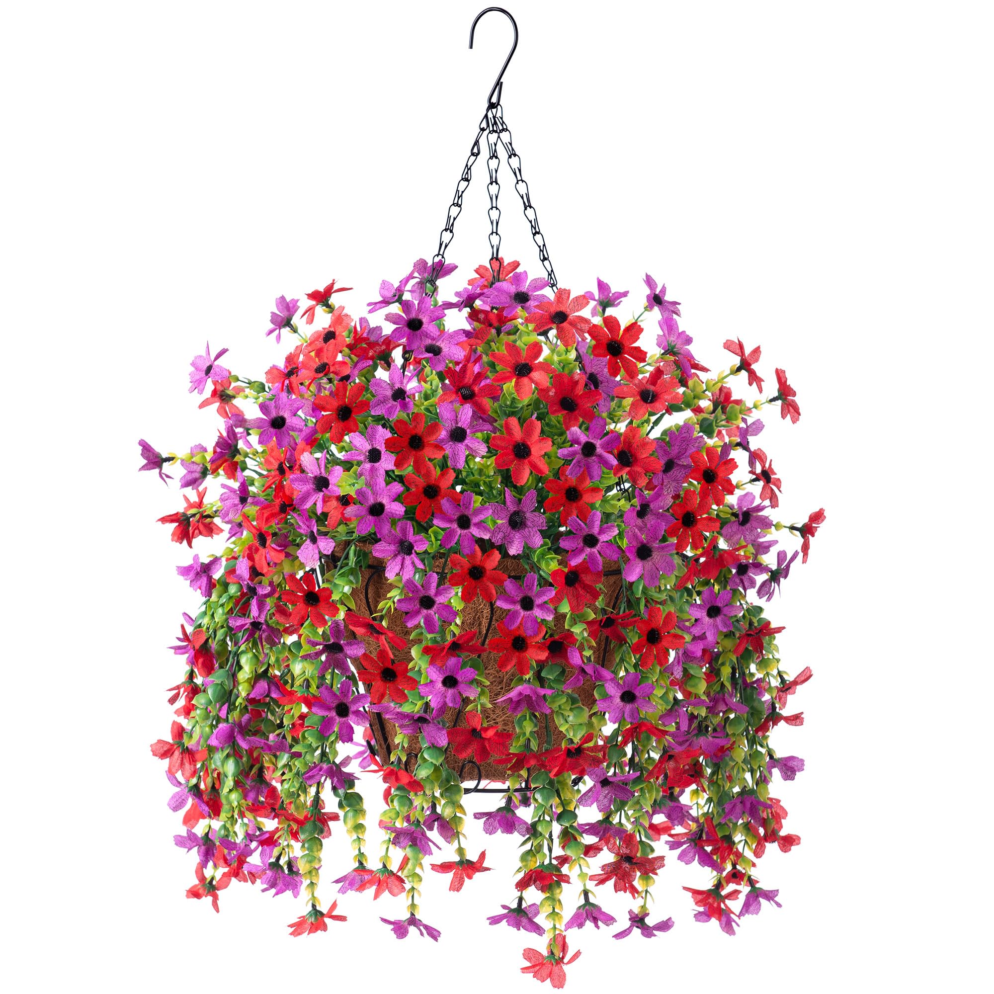 INXUGAO artificial hanging flowers in a rattan basket brighten outdoor porches