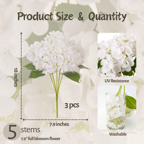 INXUGAO artificial hydrangea ivory white closeup latex petals show real-touch texture