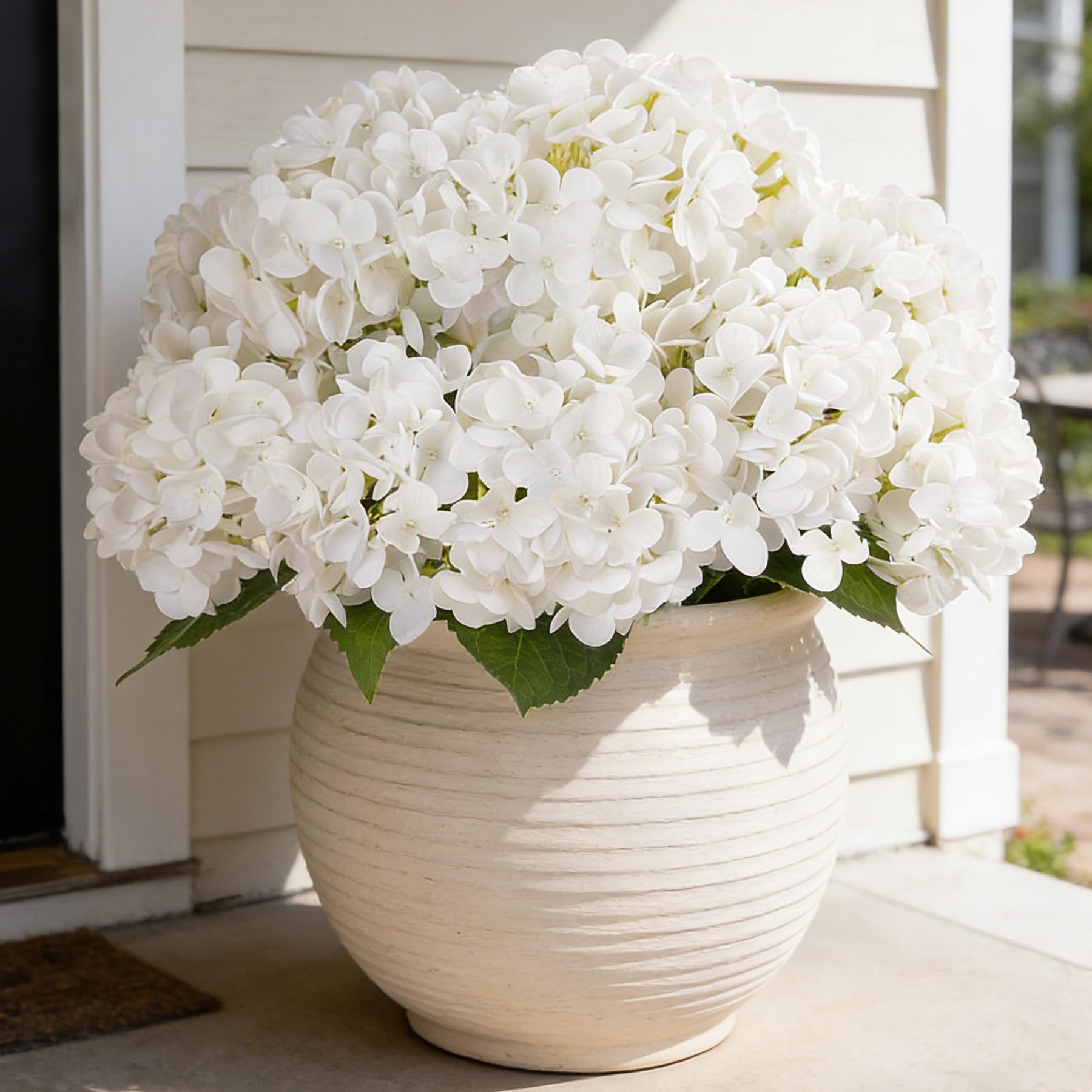 INXUGAO artificial hydrangea outdoor ivory three stems 18in for elegant exterior decor