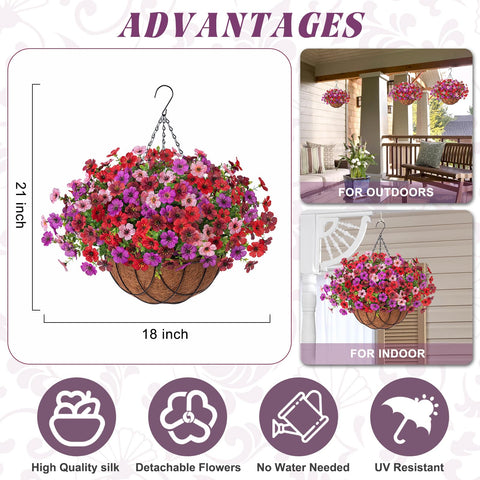 INXUGAO hanging basket side view shows vibrant color options for patios and balconies