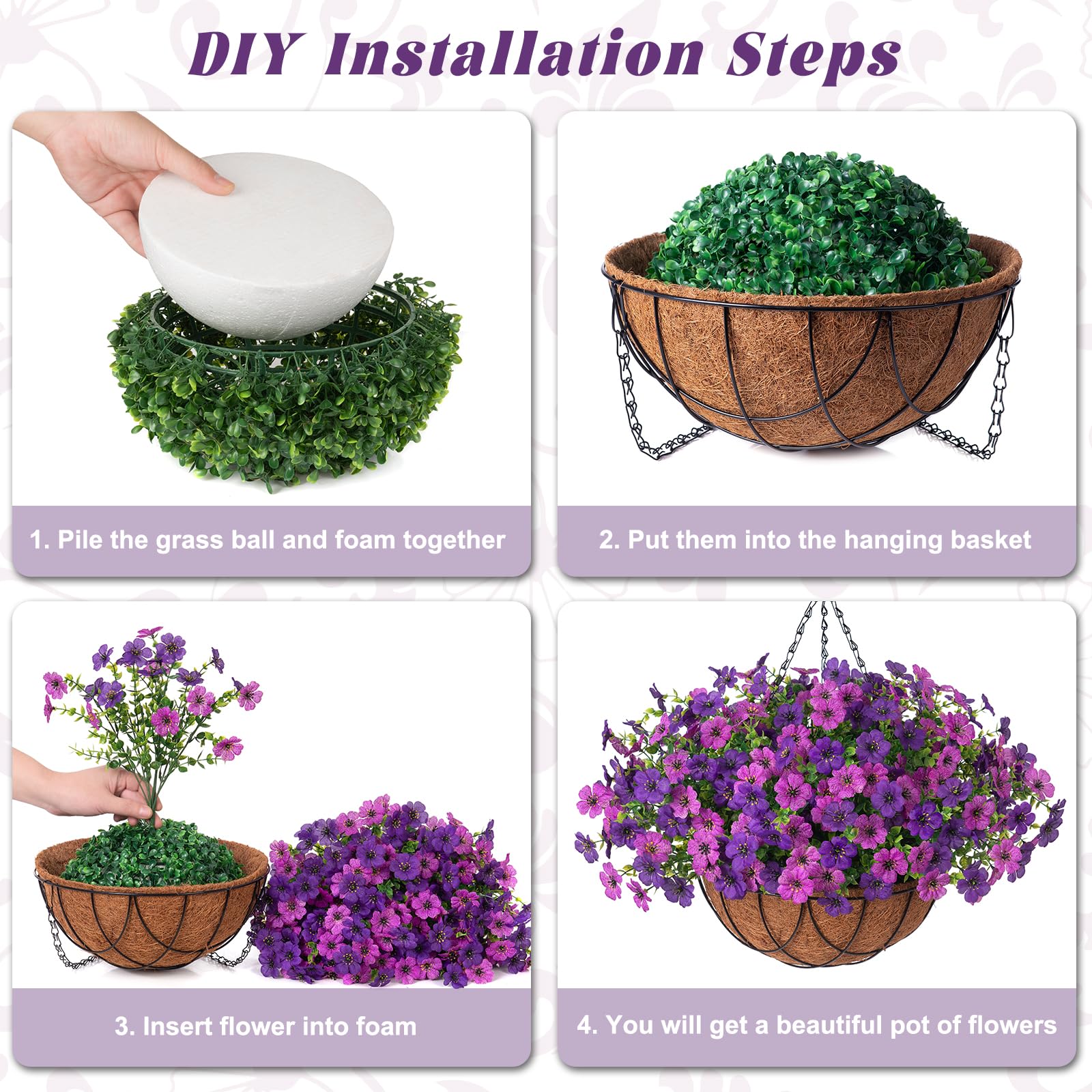 INXUGAO artificial silk flowers hanging basket detail shows UV-resistant beauty