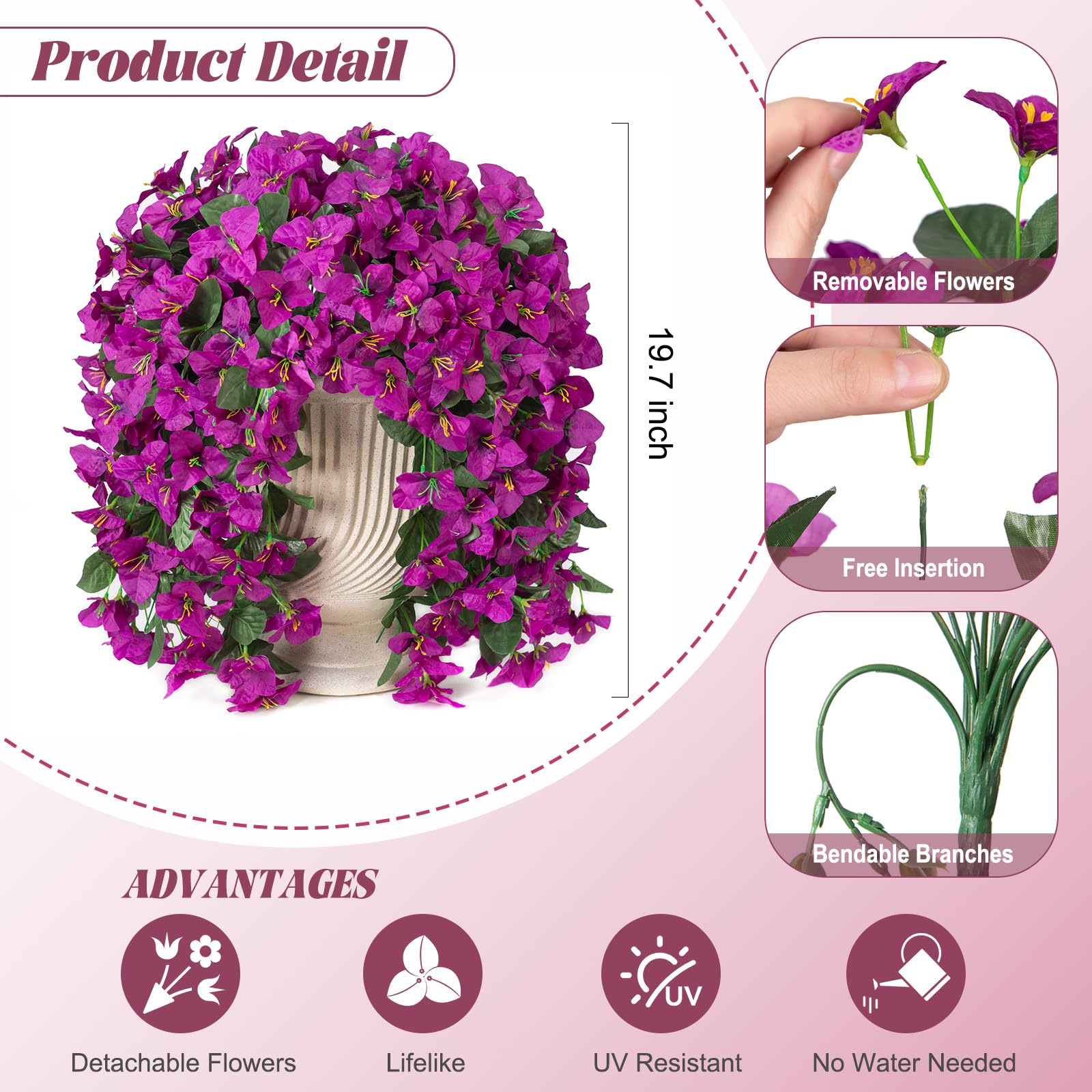 INXUGAO bougainvillea flower cluster close-up purple deep lotus realism.