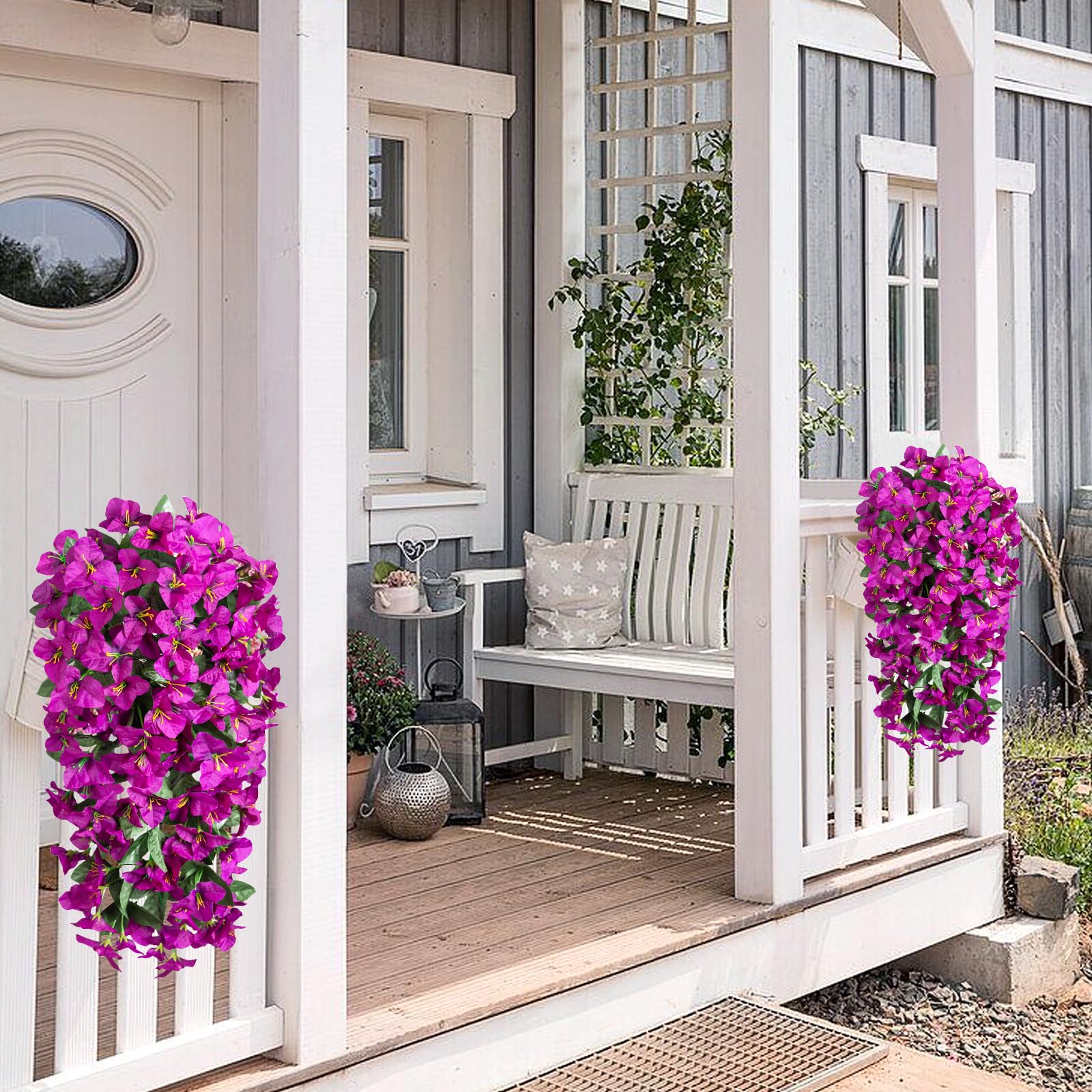 INXUGAO bougainvillea trailing vine draped over front door for welcoming décor.