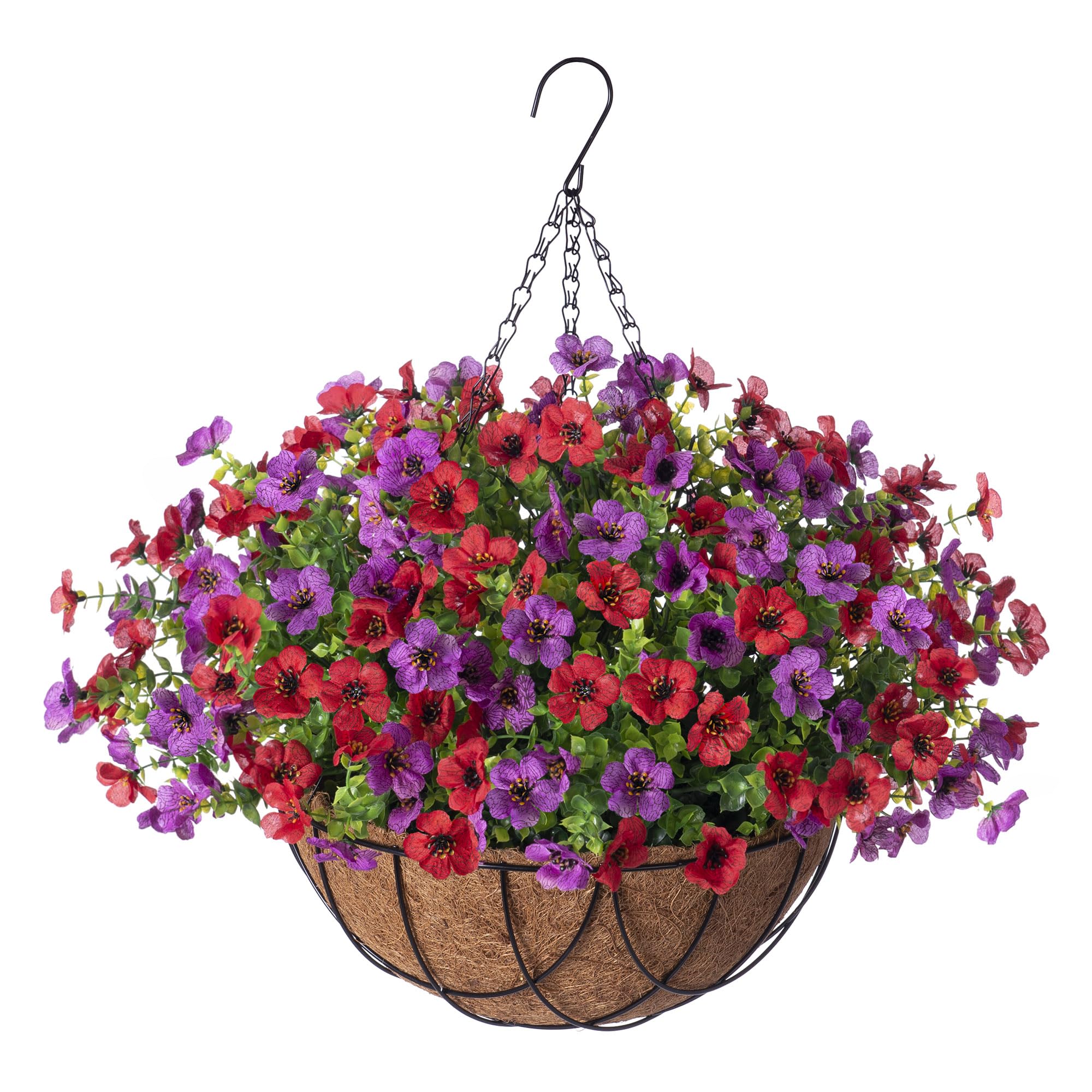 INXUGAO daisy and eucalyptus hanging basket close-up shows year-round decor