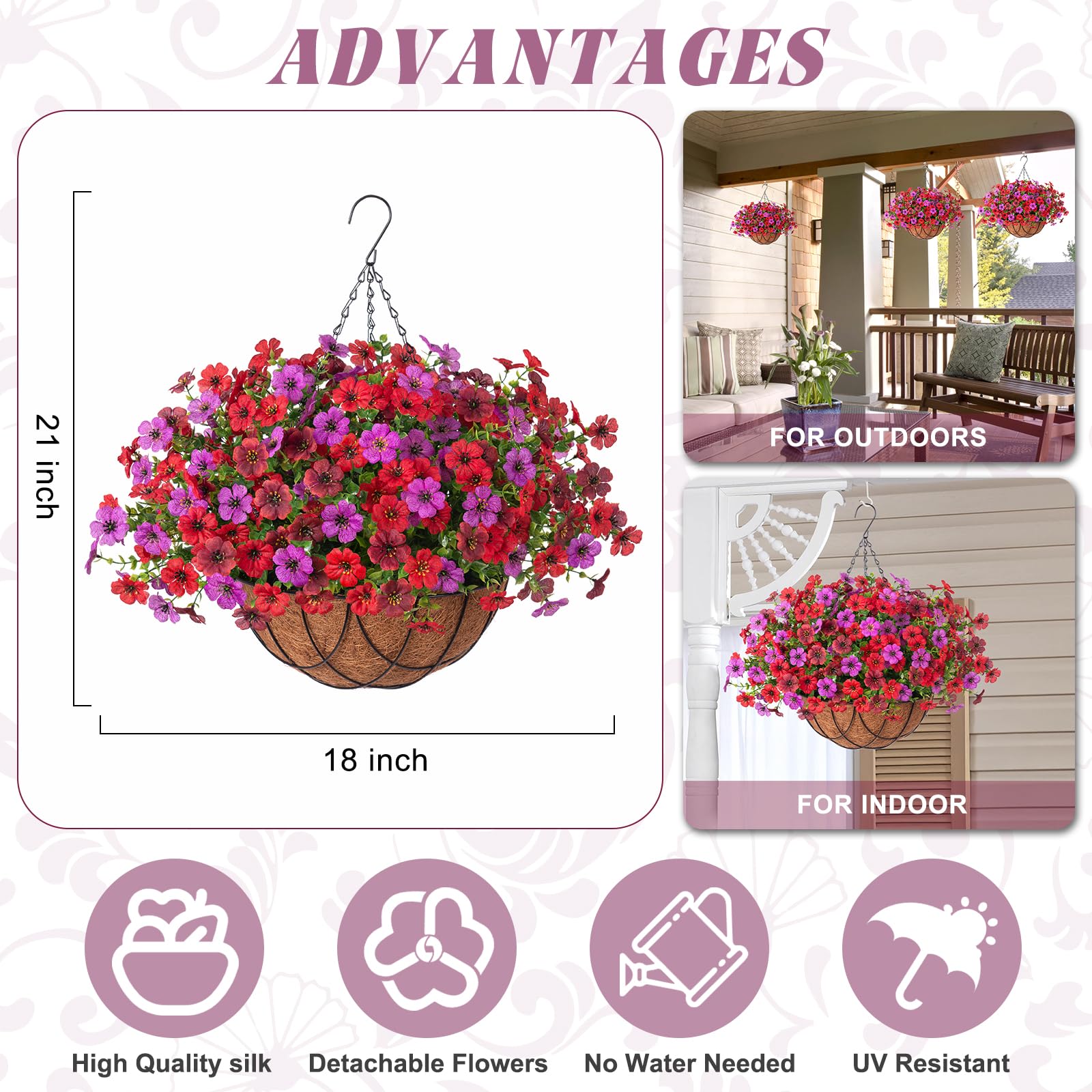 INXUGAO daisy with eucalyptus hanging basket indoors adds greenery with minimal upkeep.