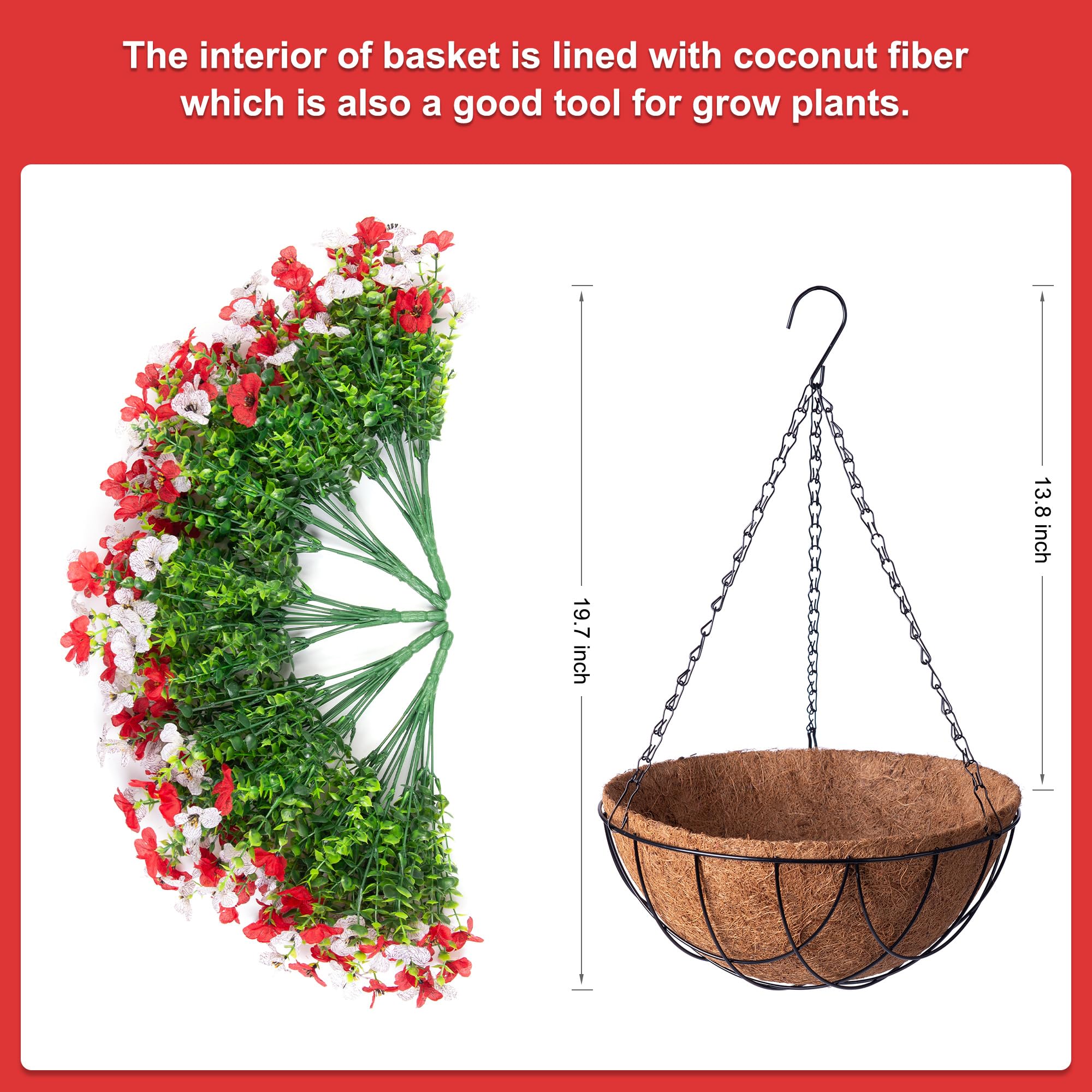 INXUGAO decorative basket featuring artificial flowers and eucalyptus for year-round garden appeal.