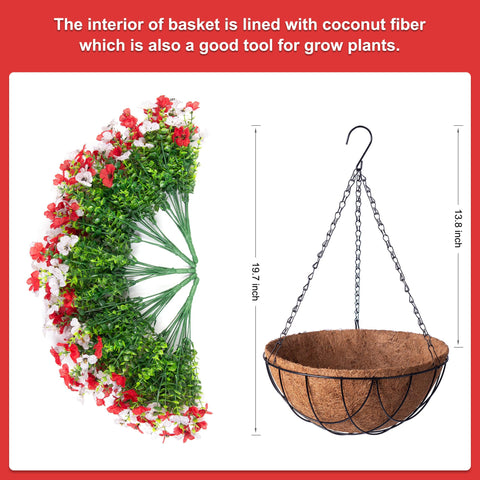 INXUGAO decorative basket featuring artificial flowers and eucalyptus for year-round garden appeal.