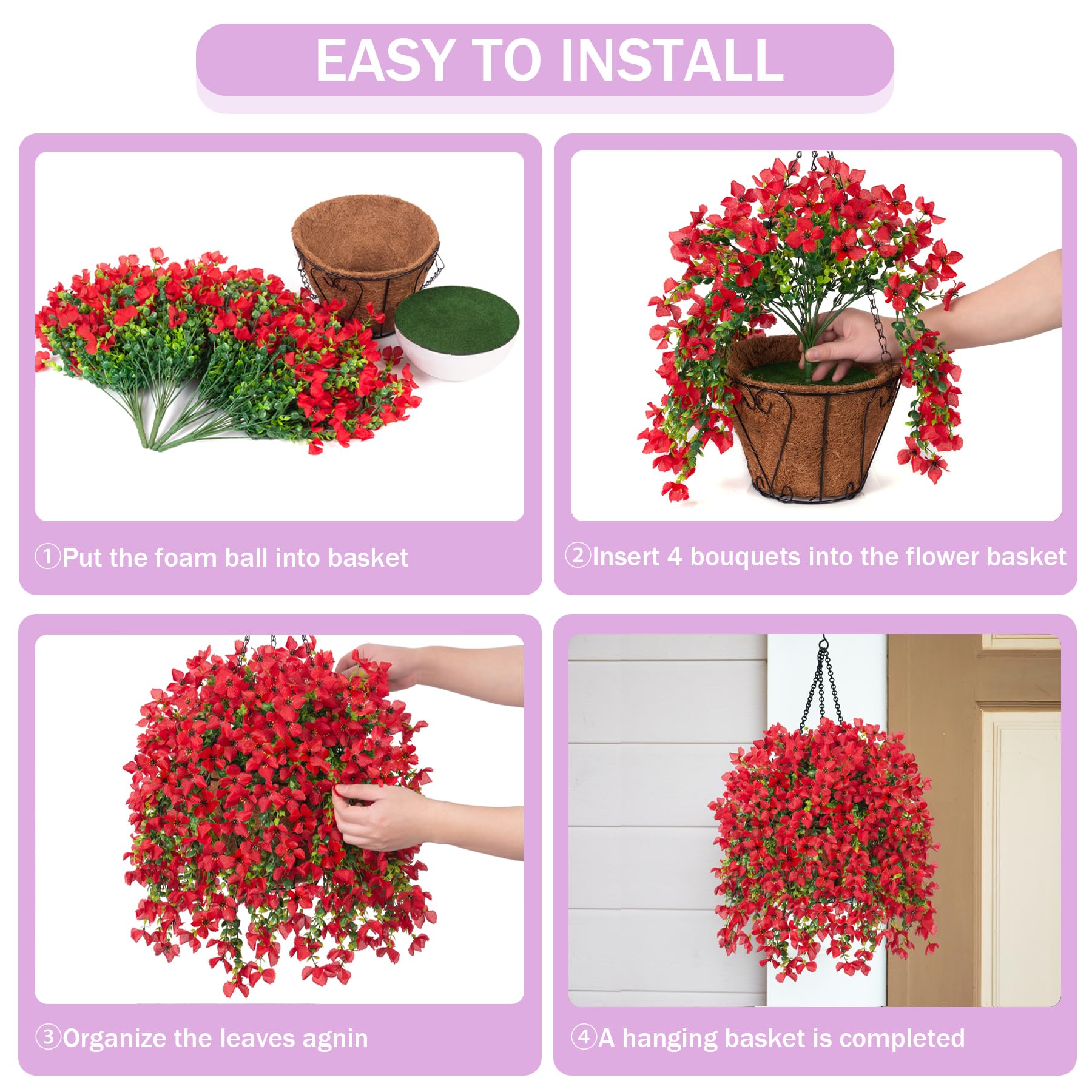 Daisy and eucalyptus realism enhances porch or balcony decor.